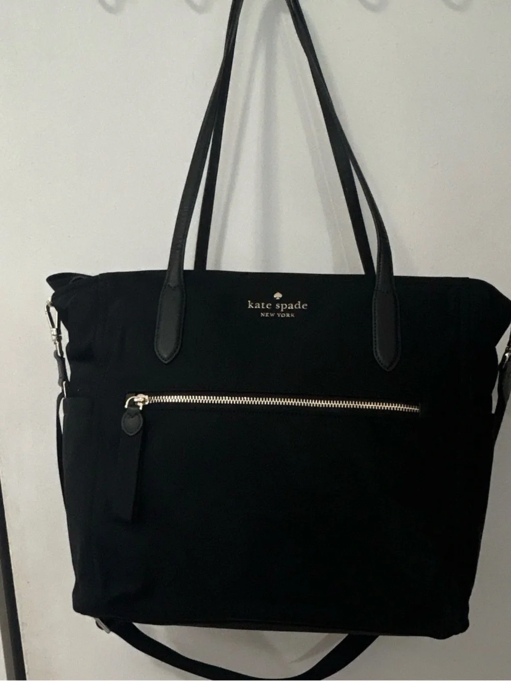 kate spade Black Nylon Tote with Front Zip Pocket